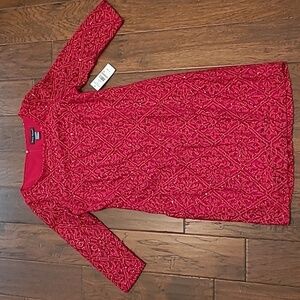 NWT Jessica Howard 3/4 length sleeve red dress with sequins size 12